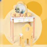 Kids Flower Wood Vanity Set with Mirror and Storage Image - 3