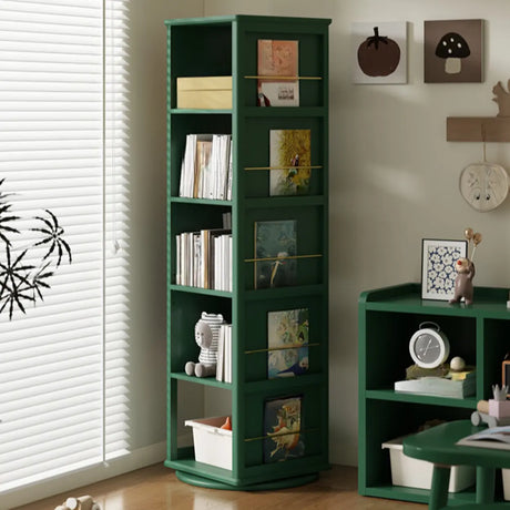 Kids Narrow Vertical Corner Rotating Wood Bookshelf Tower Image - 1