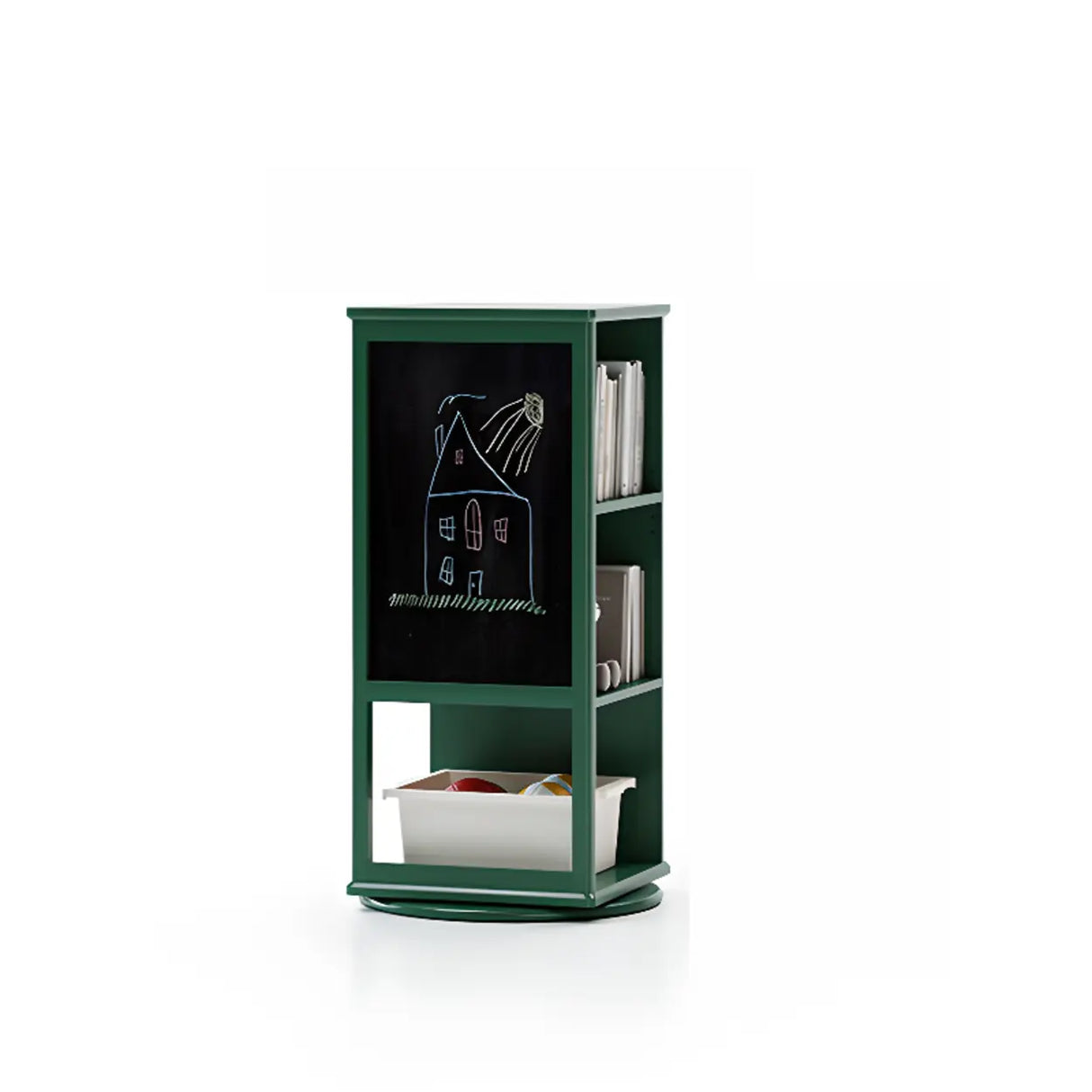 Kids Narrow Vertical Corner Rotating Wood Bookshelf Tower Image - 10