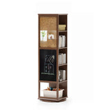 Kids Narrow Vertical Corner Rotating Wood Bookshelf Tower Image - 11