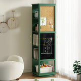 Kids Narrow Vertical Corner Rotating Wood Bookshelf Tower Image - 6