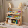 Kids Natural Finish Playful Bunny Ears Wood Bookcase Image - 1