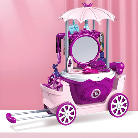 Kids Plastic Carriage Style Purple Vanity with Storage Image - 1