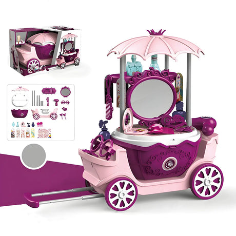 Kids Plastic Carriage Style Purple Vanity with Storage Image - 2
