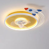 Kids Room 3 Clear Blades Rocket Theme Ceiling Fan Light Image - 6