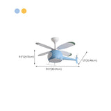 Kids Room 4 Blade Helicopter Creative Ceiling Fan Light #size