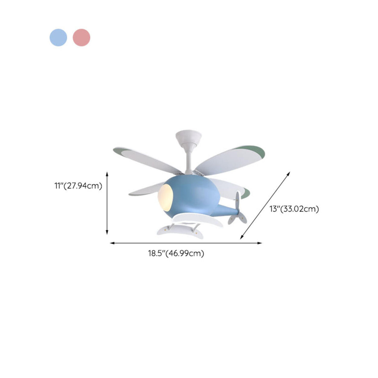 Kids Room 4 Blade Helicopter Creative Ceiling Fan Light Image - 14