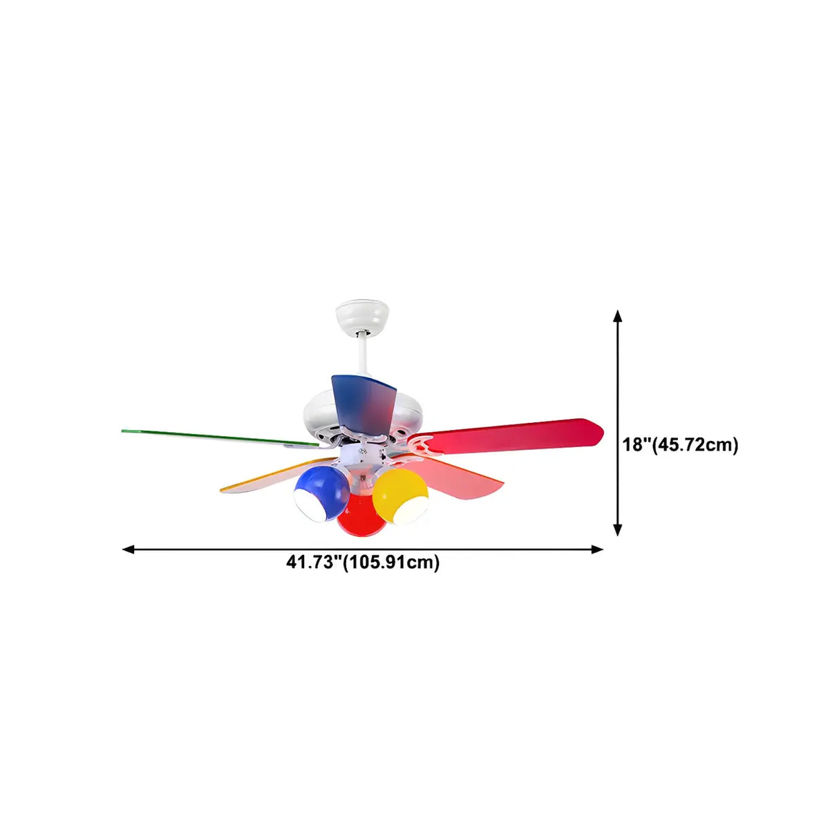 Kids Room Chic Multicolor 5 Blade Ceiling Fan Light 