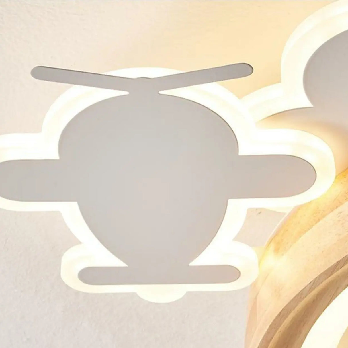 Kids Room Cloud Wood Flush Ceiling Fan with LED Light Image - 10