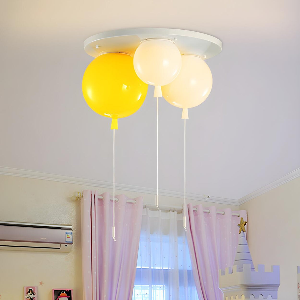 Kids Room Colorful Balloon Flush Mount Light 5-Light Image - 6