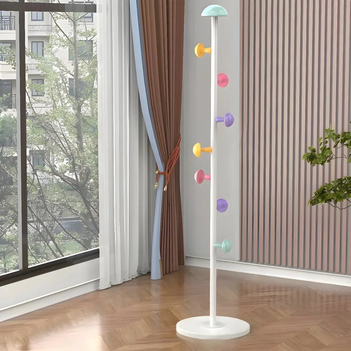 Kids Room Colorful Metal Freestanding Coat Rack with Hooks Image - 11
