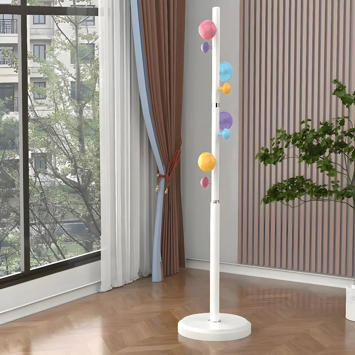 Kids Room Colorful Metal Freestanding Coat Rack with Hooks Image - 6
