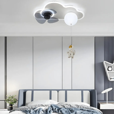 Kids Room Creative Cloud LED Ceiling Fan with Light Image - 2
