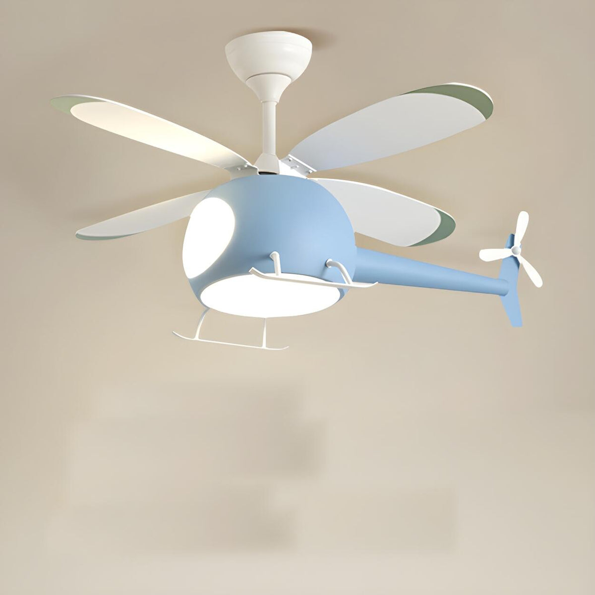 Kids Room Cute Helicopter LED Ceiling Fan with Light – Homebaa