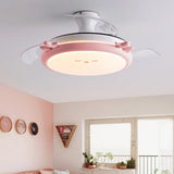 Kids Room Cute Round 3 Blade Ceiling Fan with LED Light Image - 1