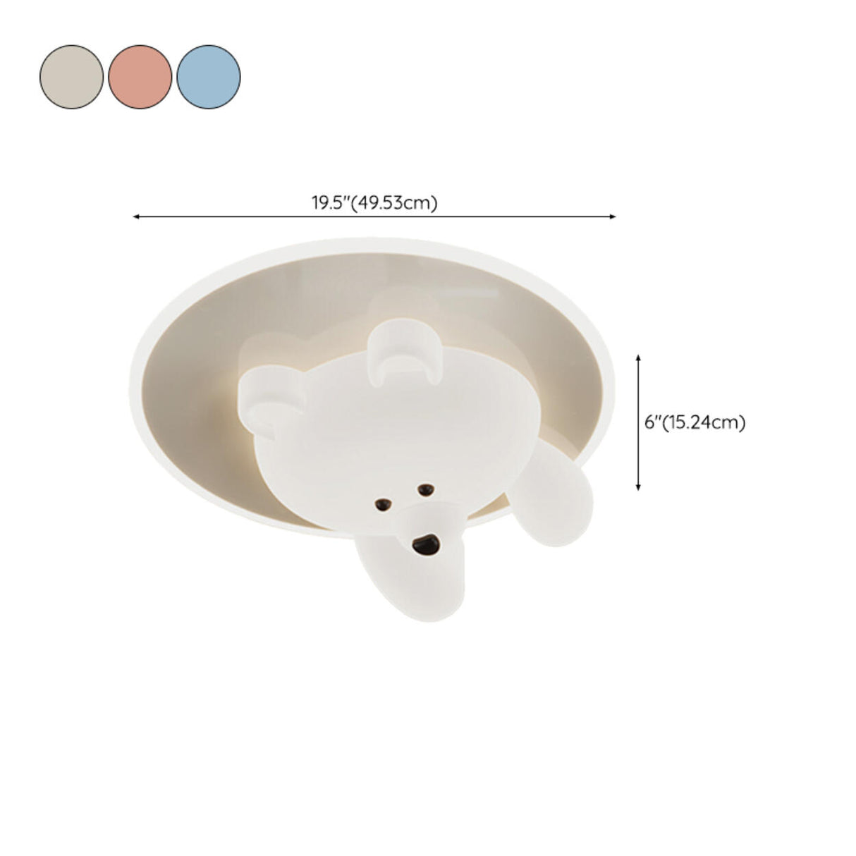 Kids Room Cutey White Bear LED Flush Mount Ceiling Lamp 