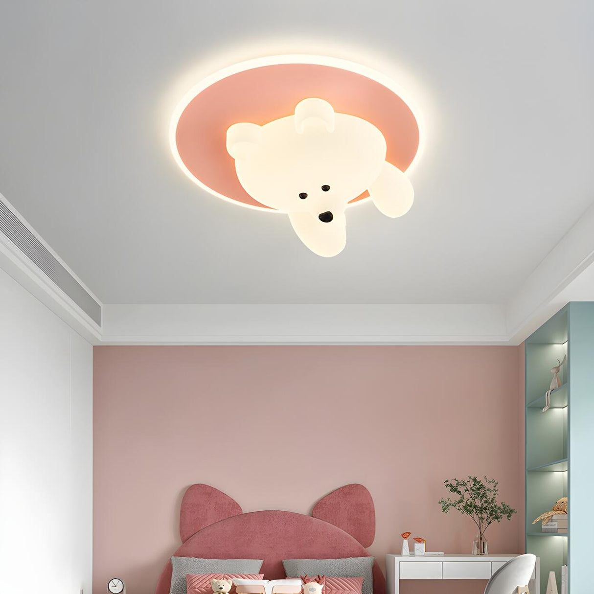 Kids Room Cutey White Bear LED Flush Mount Ceiling Lamp Image - 3