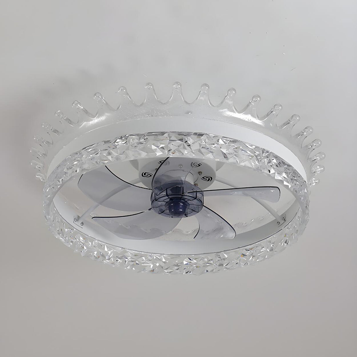Kids Room Elegant Crown Round Ceiling Fan with Light Image - 14