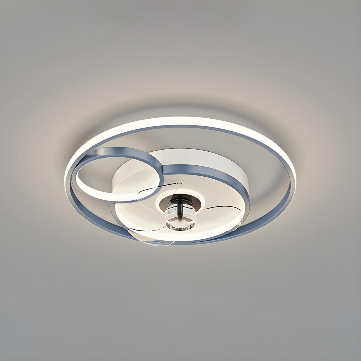 Kids Room Geometric Ring LED Ceiling Fan with Light Image - 11