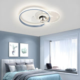Kids Room Geometric Ring LED Ceiling Fan with Light Image - 3