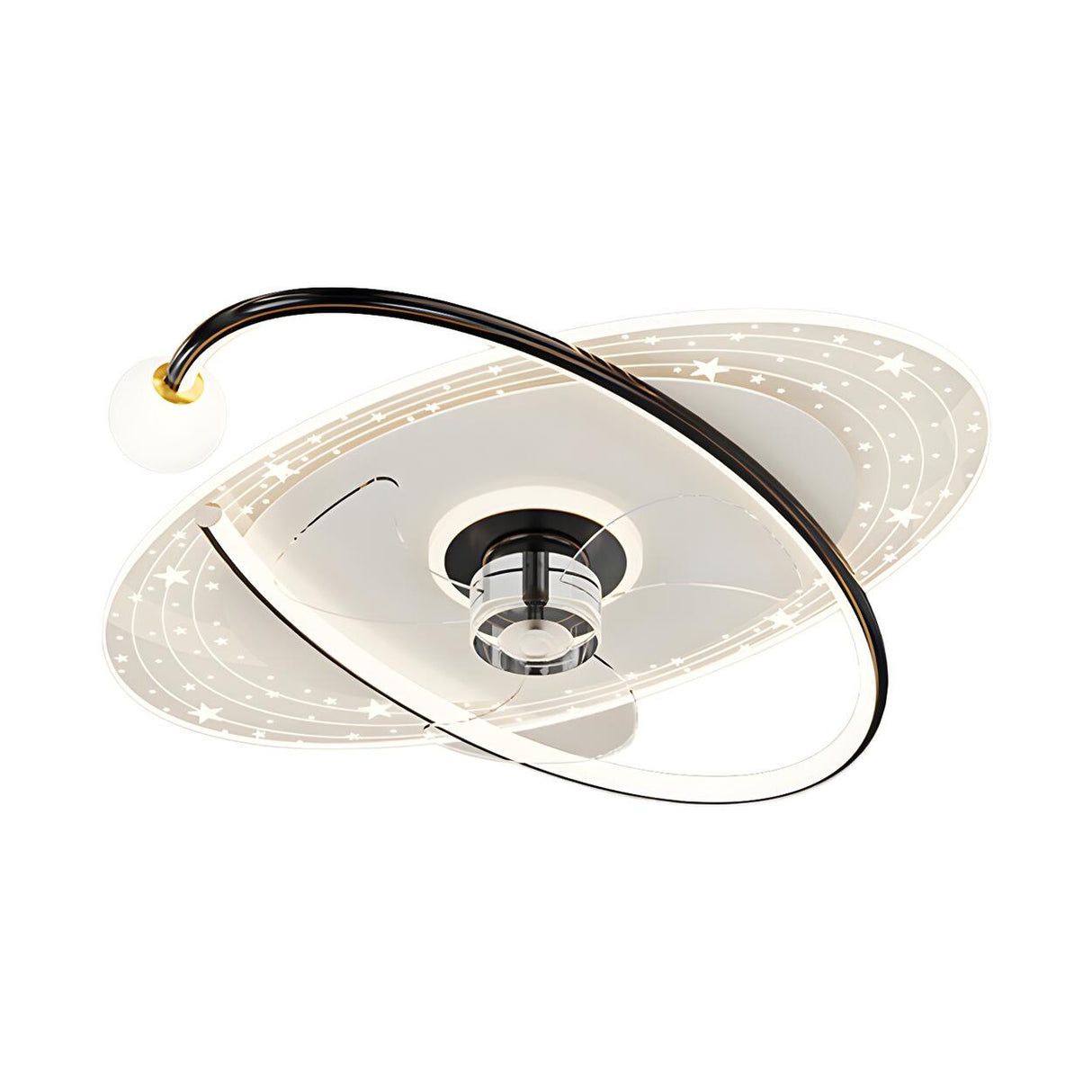 Kids Room Geometric Ring LED Ceiling Fan with Light Image - 9