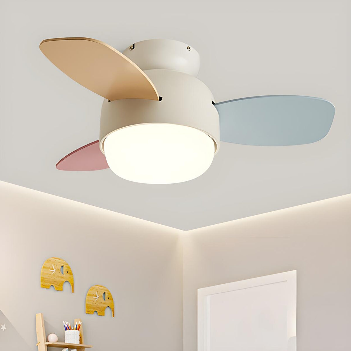 Kids Room Mini Colorful 3 Blade Ceiling Fan With Light – Homebaa