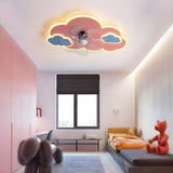 Kids Room Pink Cartoon Whale Ceiling Fan with Light Image - 14