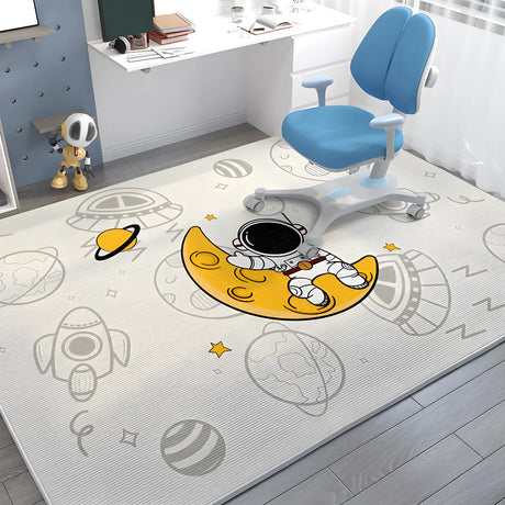 Kids Room Playful Car Road Polyester White Area Rug Image - 2