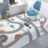 Kids Room Playful Road Pattern Rectangle Area Rug Image - 1