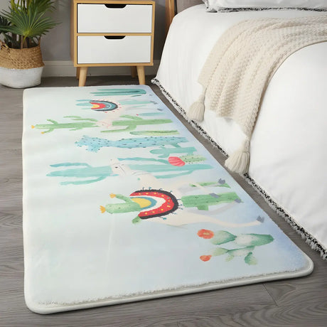 Kids Room Rectangle Soft Green Cactus Area Rug Image - 1