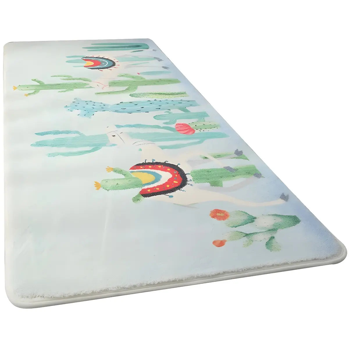 Kids Room Rectangle Soft Green Cactus Area Rug Image - 5