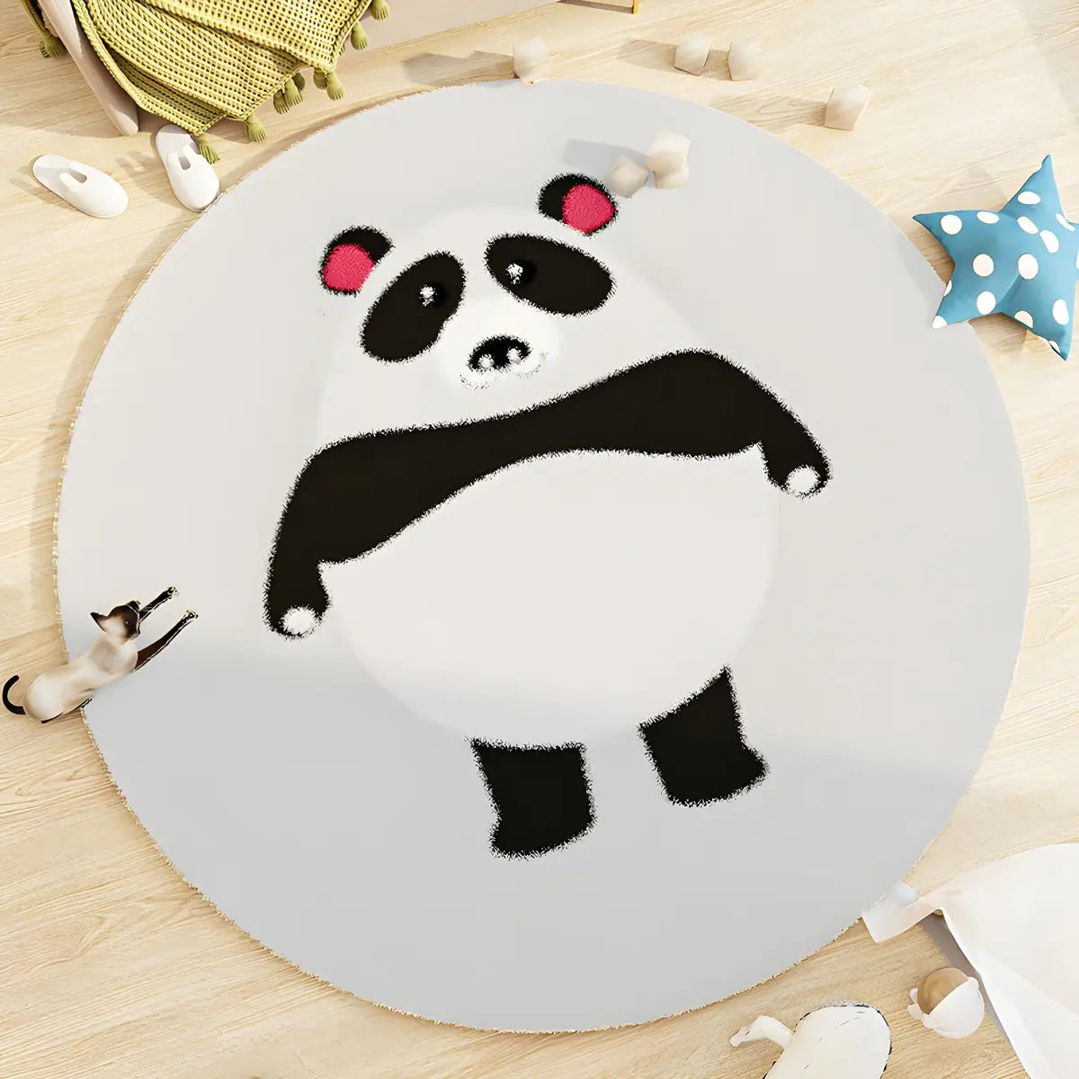 Kids Room Round Animal Print Lambswool Area Rug Image - 14
