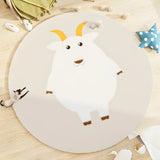 Kids Room Round Animal Print Lambswool Area Rug Image - 3