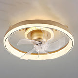 Kids Room Simple Circle Modern Ceiling Fan with Light Image - 11