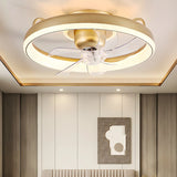 Kids Room Simple Circle Modern Ceiling Fan with Light Image - 3
