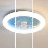 Kids Room Simple Round Starry LED Ceiling Fan Light Image - 10