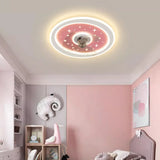 Kids Room Sleek Star-Themed Round Ceiling Fan Light Image - 3