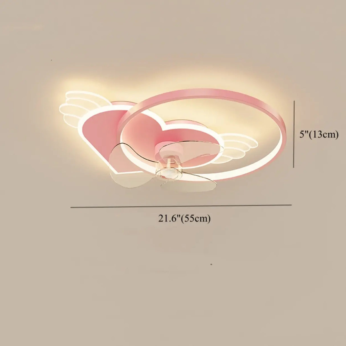 Kids Room Stylish Heart Wings Ceiling Fan with Light 