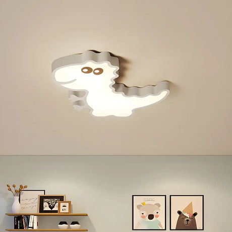 Kids Room White Dinosaur LED Flush Mount Ceiling Light Image - 1