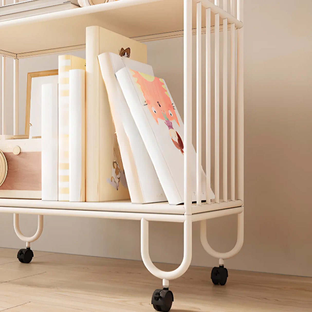 Kids Simple White House-Shaped Sliding Storage Bookcase Image - 10