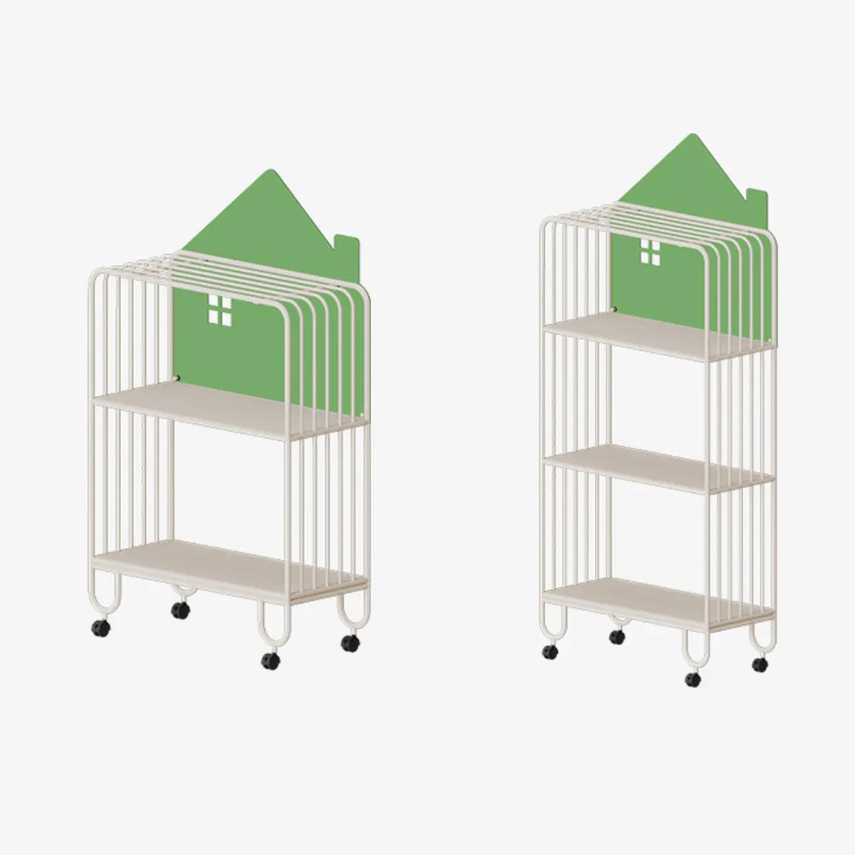 Kids Simple White House-Shaped Sliding Storage Bookcase Image - 15
