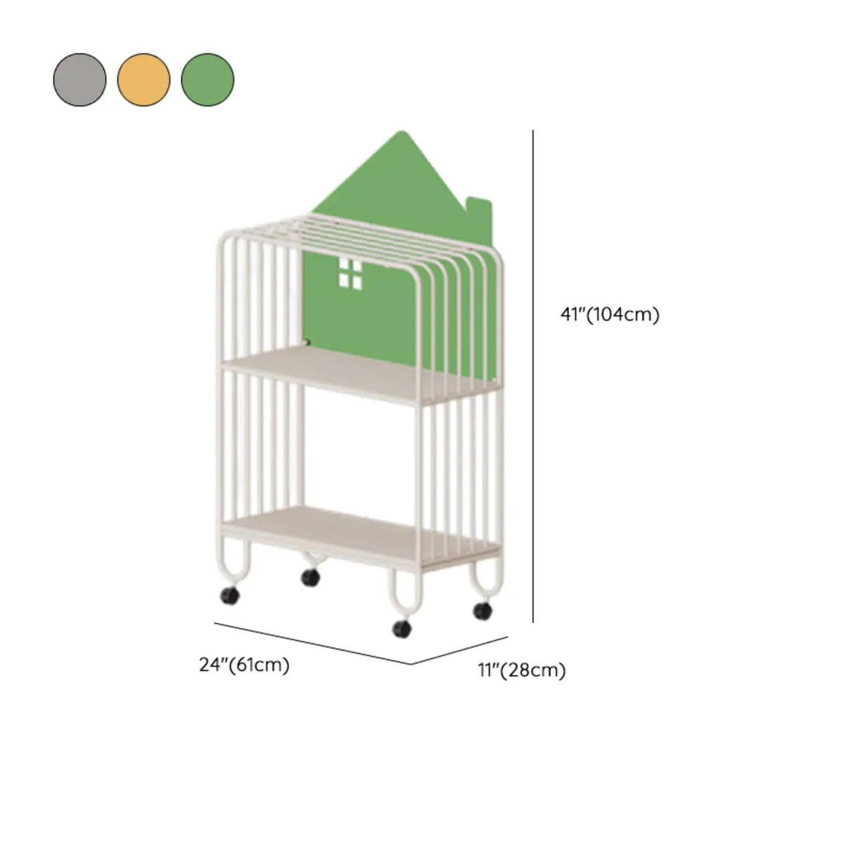 Kids Simple White House-Shaped Sliding Storage Bookcase 