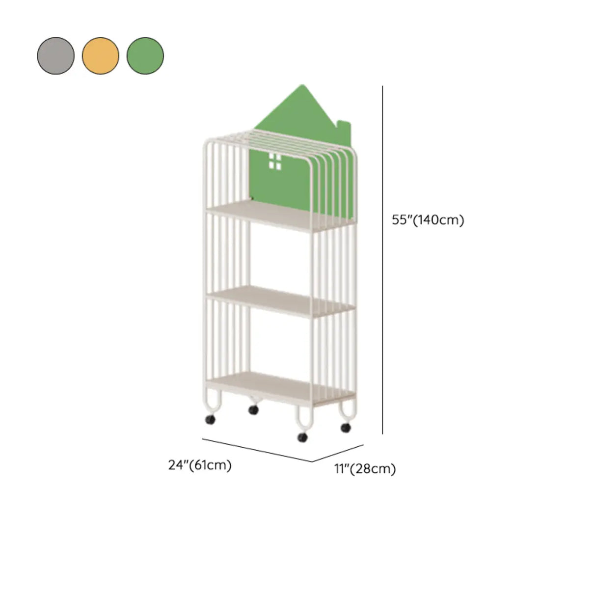 Kids Simple White House-Shaped Sliding Storage Bookcase Image - 17