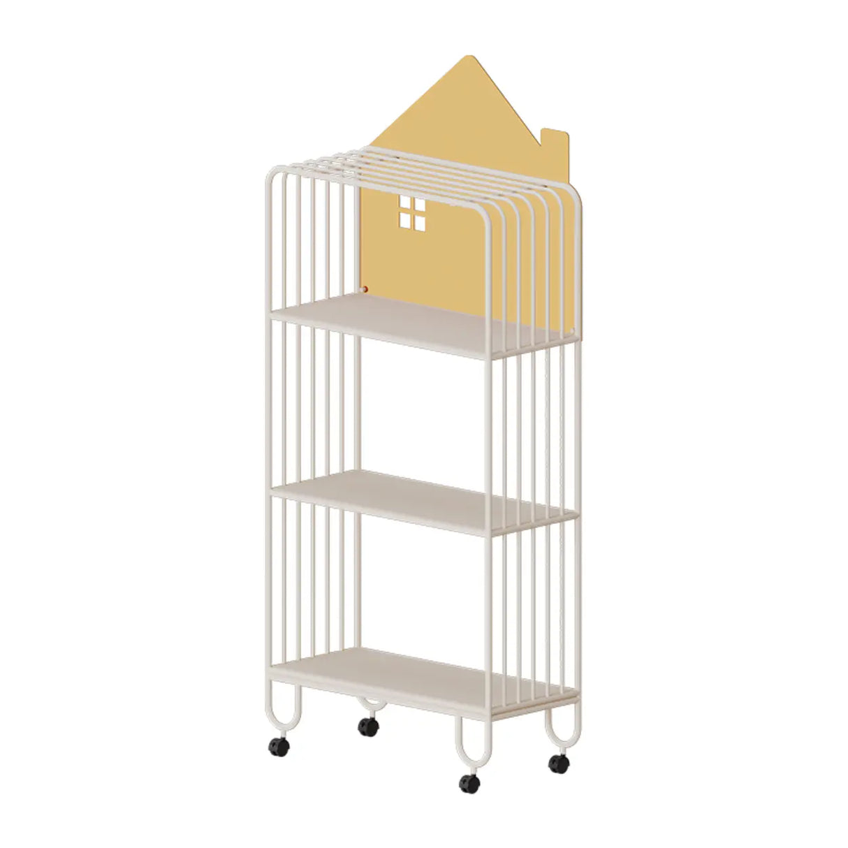 Kids Simple White House-Shaped Sliding Storage Bookcase Image - 3