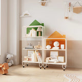 Kids Simple White House-Shaped Sliding Storage Bookcase Image - 6