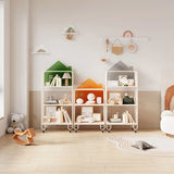 Kids Simple White House-Shaped Sliding Storage Bookcase Image - 8