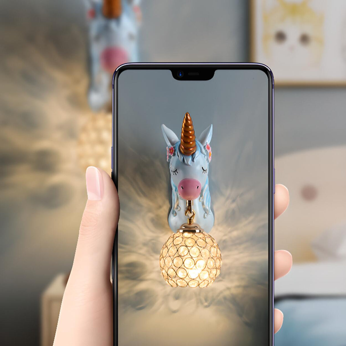 Kids' Room Whimsical Unicorn Crystal Globe Wall Light Image - 18