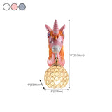 Kids' Room Whimsical Unicorn Crystal Globe Wall Light #size