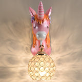 Kids' Room Whimsical Unicorn Crystal Globe Wall Light Image - 6
