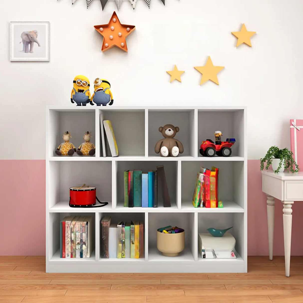 Kids' Rooms Modern White Multi-Shelf Wide Bookcase Image - 1
